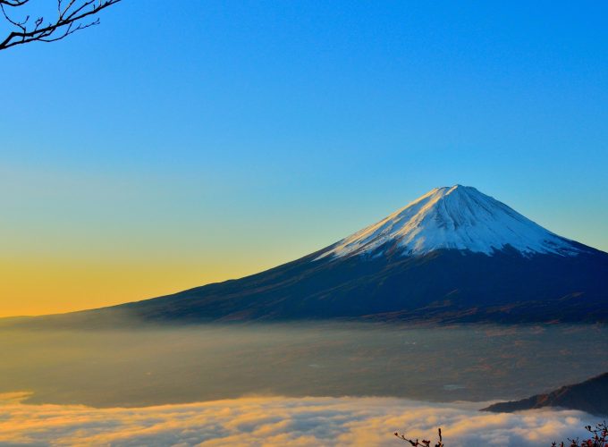 Wallpaper volcano, Fuji, Japan, mountains, fog, 4k, Nature 4001217037